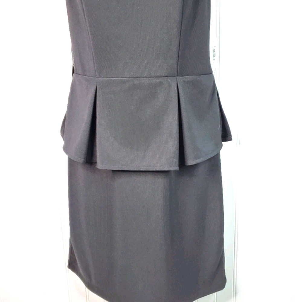 Bisou Bisou Black Mesh Pleated Peplum Dress - Picture 3 of 6